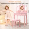 Girls Vanity Table & Stool Set with Lights, 3 Mirrors & Wooden Makeup Playset - Dressing Table for Kids Ages 3-9 - 4 of 4