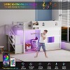 JOYMOR Low Loft Bed with Led Light, Loft Bed Twin Size with Castle Guardrail and Window, Staircase and Book Rack, Smart APP Control - 2 of 4