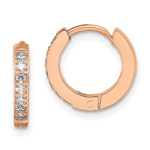 Chisel Stainless Steel Polished Rose IP-plated with Preciosa Crystal Hinged Hoop Earrings - 1 of 4