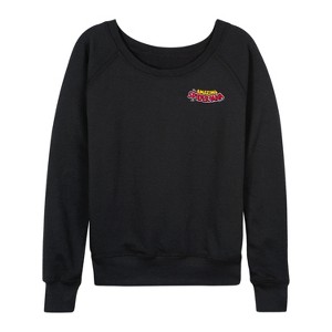 Women's - Marvel - Spiderman Editorial Logo Lightweight French Terry Wide Neck Long Sleeve Graphic Shirt - 1 of 4