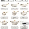 Itopfox 24 Pcs Non Stick Ceramic Cookware Set, Healthy Non Toxic Kitchen Cookware with Large Capacity, Induction Compatible, PFAS Free, Cream White - 3 of 4
