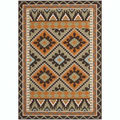 Veranda Easy-Care Round Blue Synthetic 47" Indoor/Outdoor Rug