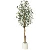 Acekool Faux Olive Tree with 2 Natural Wood Trunks, Adjustable Silk Leaves, White Cement-Filled Planter, Indoor Floor Plant, 1 or 2 PCS - 2 of 4
