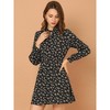 INSPIRE CHIC Women's Floral Ruffle Tie Neck Puff Sleeves Vintage Dress - 2 of 4