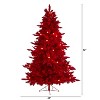 6ft. Red Flocked Fir Artificial Christmas Tree with 350 Red Lights, 33 Globe Bulbs & 748 Branches – Vibrant X-Mas Showpiece - 2 of 4