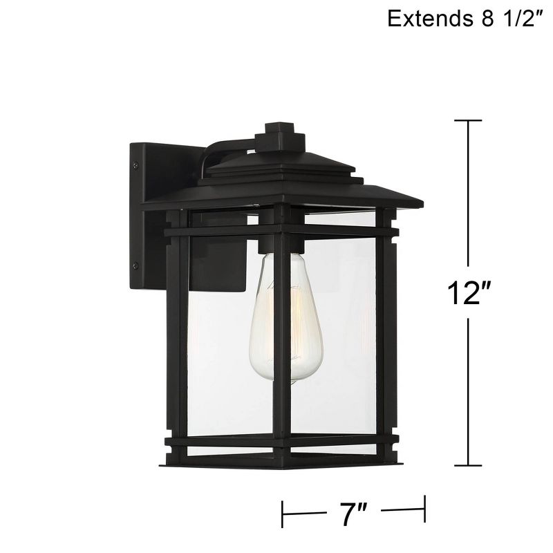 John Timberland North House Mission Outdoor Wall Light Fixture Matte Black Metal 12" Clear Glass Panels for Post Exterior Barn Deck House Porch Yard, 4 of 8