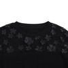 Girls Short Sleeve T-Shirt Top Solid Roll Up Cuffs Crew Neck Fashion Tees with Spliced 3D Floral 3-12Y - 3 of 4