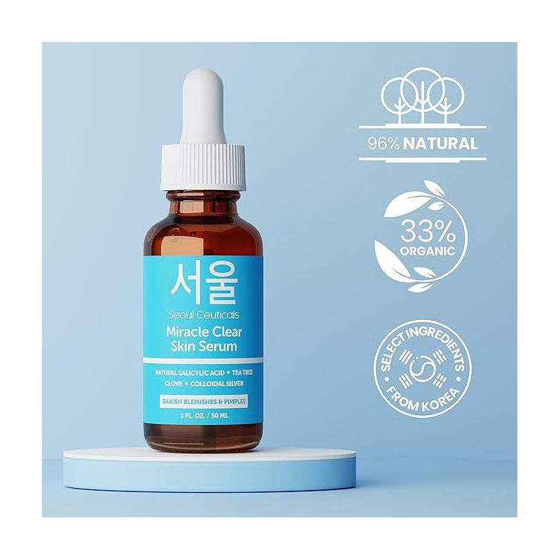 Seoul Ceuticals Korean Acne Serum, Skin Care Treatment for Acne Prone Skin - Rapid Action Salicylic Acid, Tea Tree & Clove For Even Skin Tone 1oz, 3 of 7