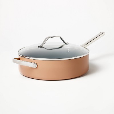 5qt Nonstick Ceramic Coated Aluminum Saute Pan Cream - Figmint™