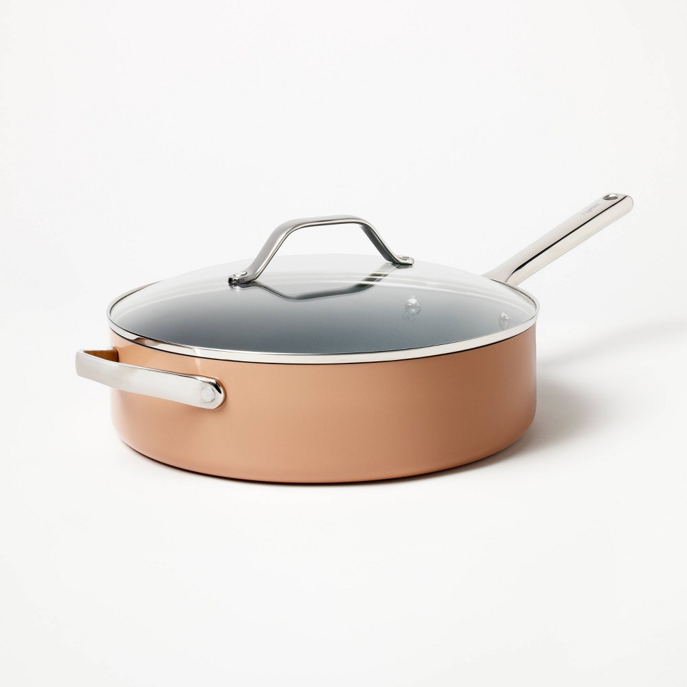 Photos - Pan 5qt Nonstick Ceramic Coated Aluminum Saute  Terracotta Orange - Figmint