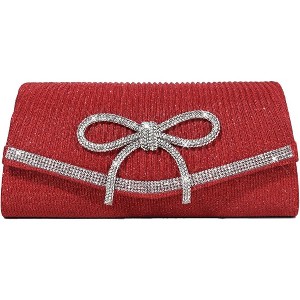 Bow Evening Bag Sparkly Clutch Purses for Women Wedding Glitter Rhinestone Party Prom Purse - 1 of 4
