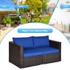 Tangkula 4PCS Rattan Corner Sofa Set Patio Outdoor Furniture Set w/ Navy Cushions - 4 of 4