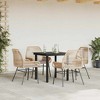 vidaXL Patio Dining Set with Cushions Garden Table and Chairs Poly Rattan Glass - Brown 31.5" x 31.5" x 29.1" 4 Items - 3 of 4