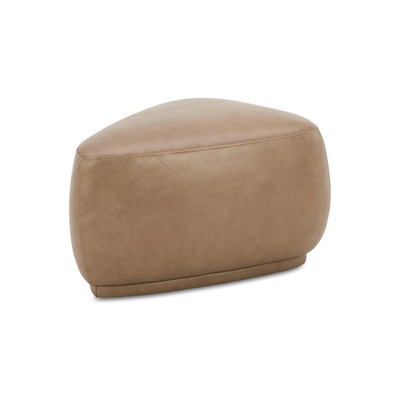 Pebble 26" Rounded Triangle Cocktail Ottoman, Tuscan Tan Brown Top Grain Leather, 1 of 7