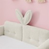YONWAY Twin Size Upholstered Floor Bed with Rabbit Ear Shaped Headboard, Boucle Fabric Kids Beds Frame with Safety Rail & Pocket for Kids - 4 of 4
