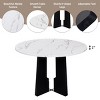 NicBex Mid-Century Style Circle Wooden Dining Table with Faux Marble Top,Modern Round Kitchen Table,Dining Room Furniture - 3 of 4