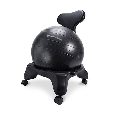 PharMeDoc Exercise Ball Chair with Back Support for Home and Office w/Exercise Yoga Balance Ball
