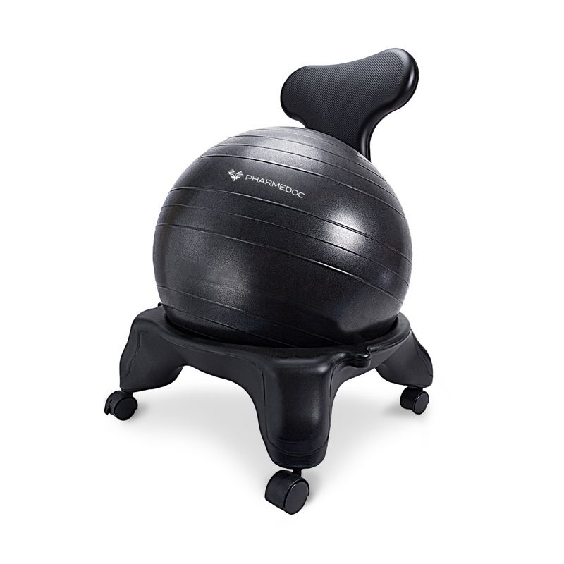 PharMeDoc Exercise Ball Chair with Back Support for Home and Office w/Exercise Yoga Balance Ball, 1 of 6