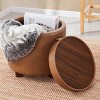 Ornavo Home Lawrence Round Faux Leather Storage Ottoman with Table Top Lid - 4 of 4