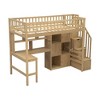 YOOCOZZ Twin Size Wood Loft Bed with Built-in Desk, LED, Storage Shelves, Cabinets and Staircase - 2 of 4