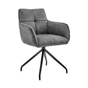 Noah Velvet Brushed Stainless Steel Dining Chair Charcoal Gray - Armen Living: Plush, Geometric, Metal Frame - 1 of 4