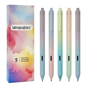 Wrapables Whisper Fusion Silent Retractable Gel Pen Set (5 Pack), 0.5mm Fine Point Black Ink - 1 of 4