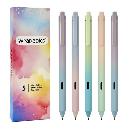 Wrapables Whisper Fusion Silent Retractable Gel Pen Set (5 Pack), 0.5mm Fine Point Black Ink - image 1 of 4