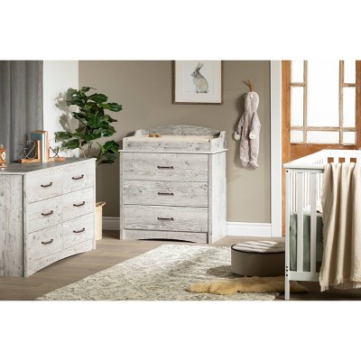 Seaside Pine 6-Drawer Double Dresser with Metal Handles