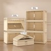 FONTOI 3 Tiers Folding Storage Cabinet with Wheels, Collapsible Storage Bins, Closet Organizers, Storage Containers, Cream White, 11.81"*31.1"*19.69" - 2 of 4