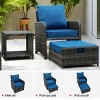 5 Pieces Wicker Garden Furniture Set,Patio Chairs with Cushions and Ottomans,Outdoor Patio Conversation Sets with for Poolside,Balcony-Coolbibila - 3 of 4