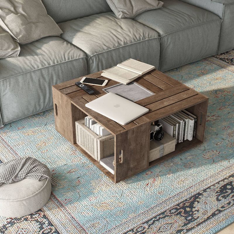 Lymani Square Crate Coffee Table with Casters Reclaimed Oak - HOMES: Inside + Out, 5 of 10