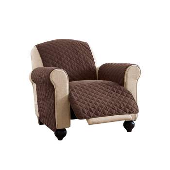 Collections Etc Reversible Spill Resistant Quilted Furniture Protector Cover with Ties - Covers Seat Bottom, Seat Back and 2 Seat Arms