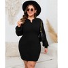 Clearlove Women's Plus Size Long Sleeve Ribbed Knit Sweater Dress Casual Elegant Midi Dresses - 3 of 4