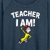 Women's - Dr. Seuss - Teacher I Am Sam I Am Lightweight French Terry Wide Neck Long Sleeve Shirt - 2 of 4