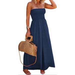 Imily Bela Summer Breeze Sleeveless Romper Strapless Smocked Bodice Flowy Wide Leg - 1 of 4