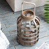 Decorative Wooden Lantern with Handle, Candle Holder Lantern with Silver Metal Frame for Indoor Outdoor, Garden or Wedding Décor – The Pop Home - 3 of 4