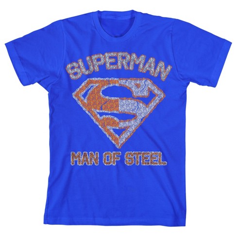 Superman Man Of Steel Two Tone Logo Boy's Royal Blue T-shirt : Target