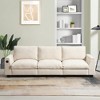 SKRAN 96*35''Chenille Sectional Sofa with Bluetooth Speaker with Drop Down Table,USB Charger,Storage Armrest for Living Room,Apartment,Beige - 4 of 4