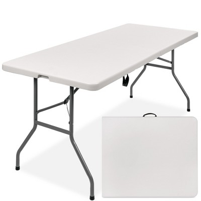 Folding Utility Table Portable Plastic Picnic Party Dining Camp Table,White 
