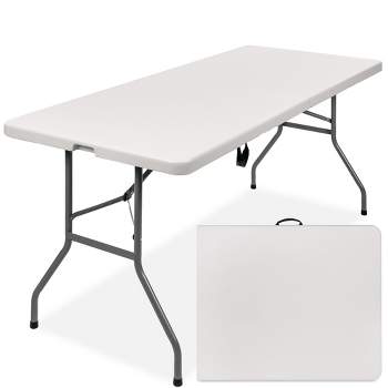 Byliable Folding Table 4 Foot Portable Heavy Duty Plastic Fold-in-Half  Utility Foldable Table Small Indoor Outdoor Adjustable Height Folding Table