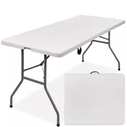 Best Choice Products 6ft Plastic Folding Table, Indoor Outdoor Heavy Duty Portable w/ Handle, Lock for Picnic, Camping