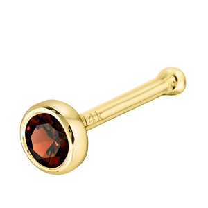 Jewelry Avalanche 22G 14K Gold Bezel-set Garnet Ball-end Nose Stud - 1 of 3