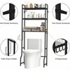 Over Toilet Storage 3 Tier Wooden Bathroom Organizer Black Space Saver Freestanding Above Toilet Stand with 4 Hooks Restroom Laundry - 4 of 4