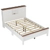 KTMBDW Farmhouse Full/Queen Size Bed Frame, Wood Platform Bed Frame with Charging Station and Double Sliding Barn Door, No Box Spring Needed - 4 of 4