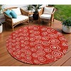 Red And Ivory Geometric Washable Indoor Outdoor Area Rug - 2 of 4