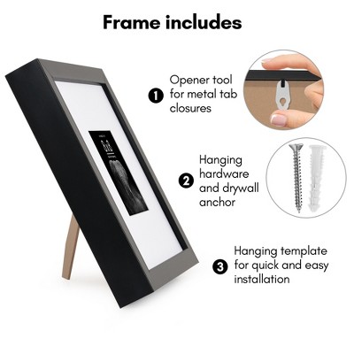 8x8 Black Gallery-Style Square Picture Frame with Mat