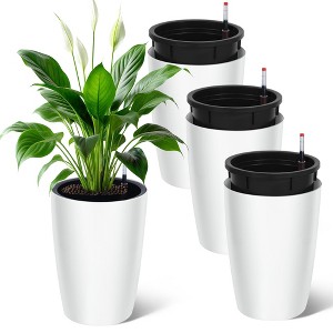 16" Tall Planter Set of 4, Self Watering Pots with Built-in Drainage and  Water Level Gauge, Large Plant Pots for Garden, Patio, Balcony, Lounge :  Target