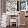 Accent Vanity Table Modern with LED Mirror & Charging Ports for Bedroom 37" - 3irtyhousy - 3 of 4