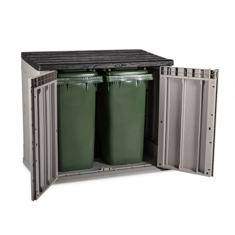 Toomax Stora Way All Weather Outdoor Horizontal Storage Shed Cabinet for Trash Can, Garden Tools, and Yard Equipment, 6 of 8