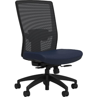 Union & Scale Fabric Task Chair Navy Adjustable Lumbar Armless 52259